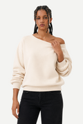 Moletom Feminino Loose Fit em Tecido Encorpado com Ombros à Mostra