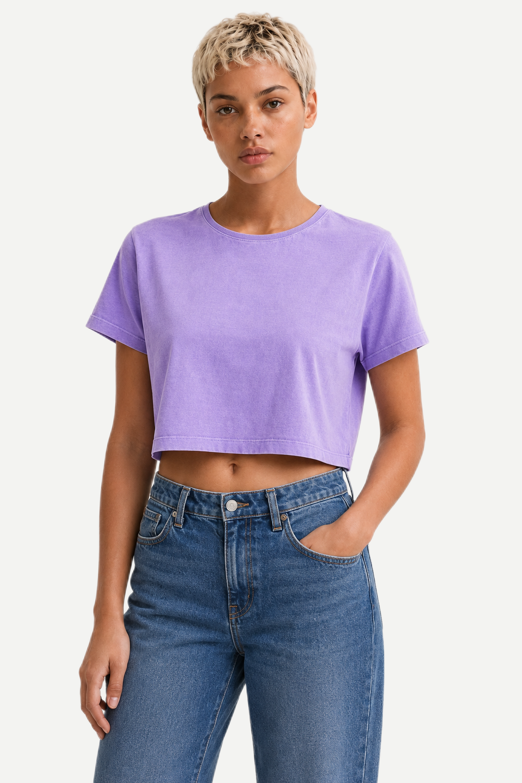 Camiseta Cropped Feminina Washed Estonada