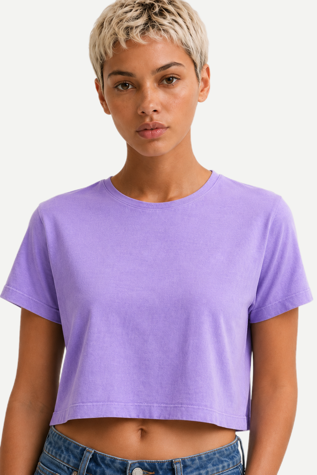 Camiseta Cropped Feminina Washed Estonada