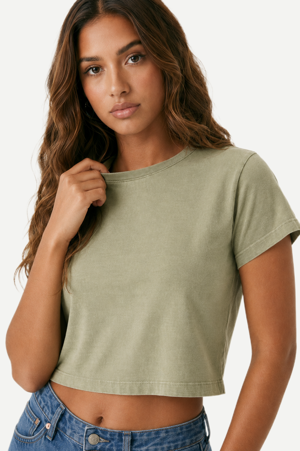 Camiseta Cropped Feminina Washed Estonada