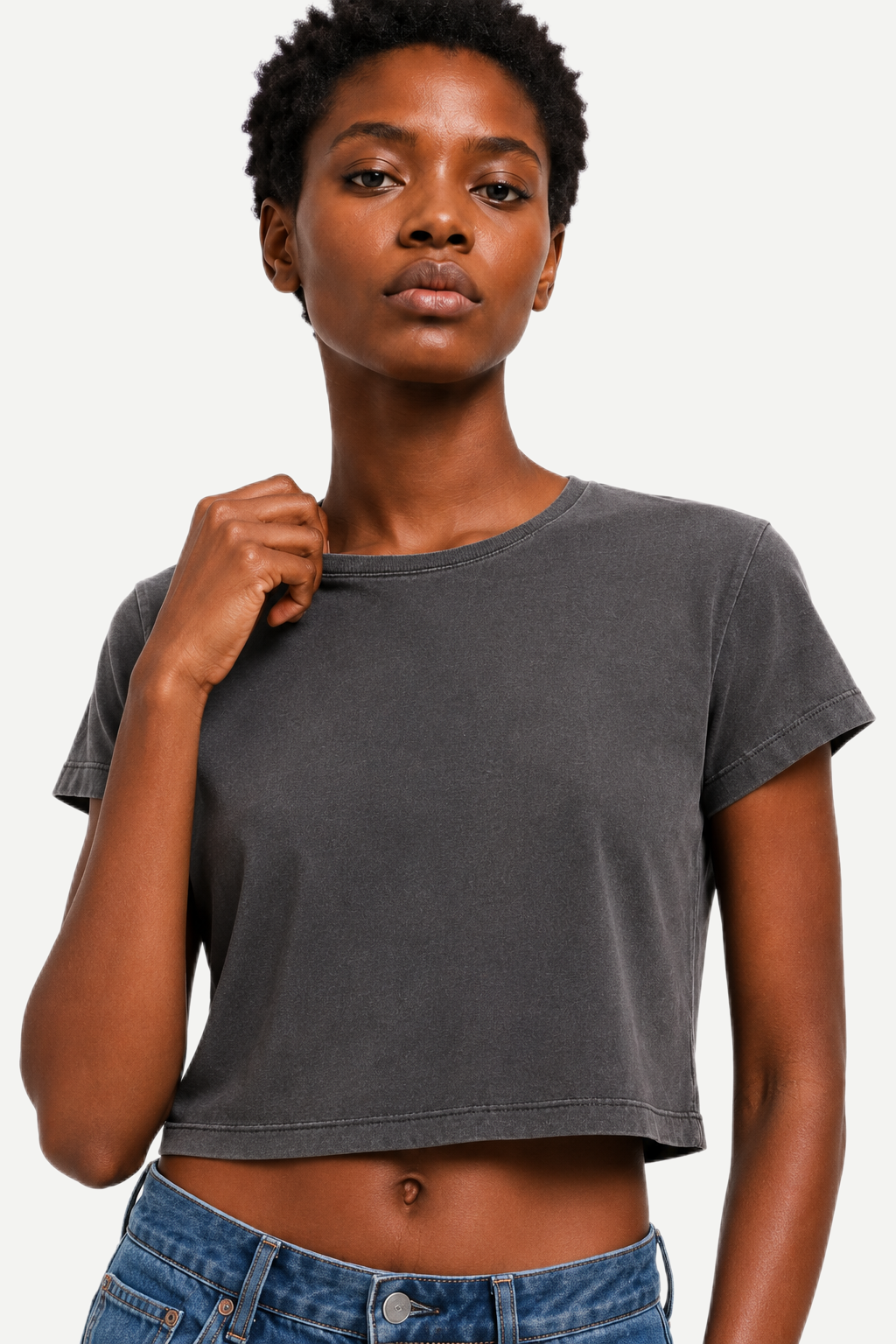 Camiseta Cropped Feminina Washed Estonada