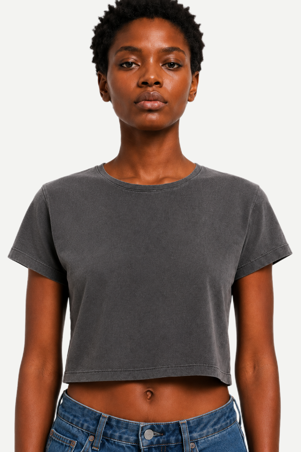 Camiseta Cropped Feminina Washed Estonada