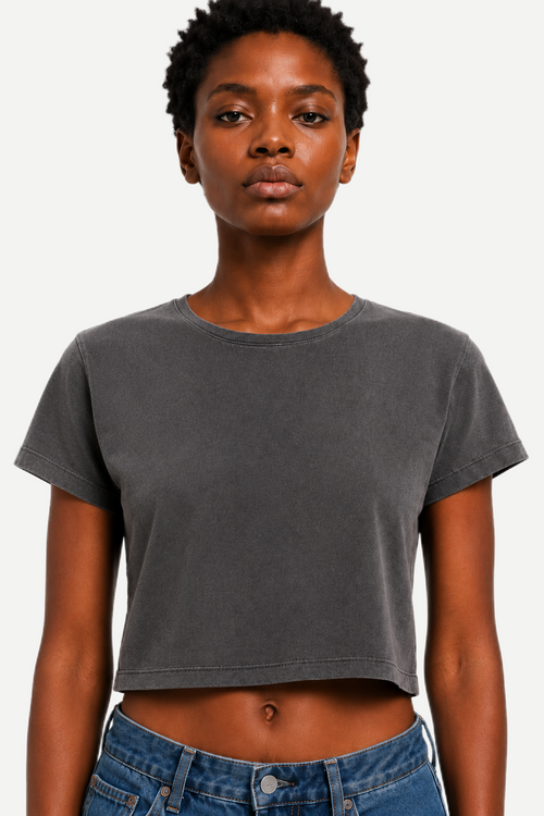 Camiseta Cropped Feminina Washed Estonada