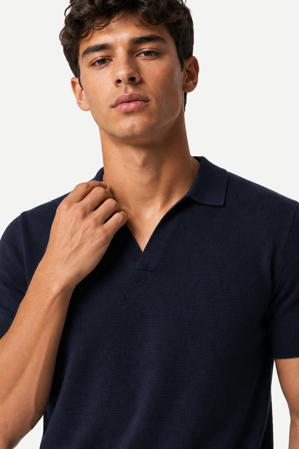 Camiseta Masculina de Tricô com Gola Johnny