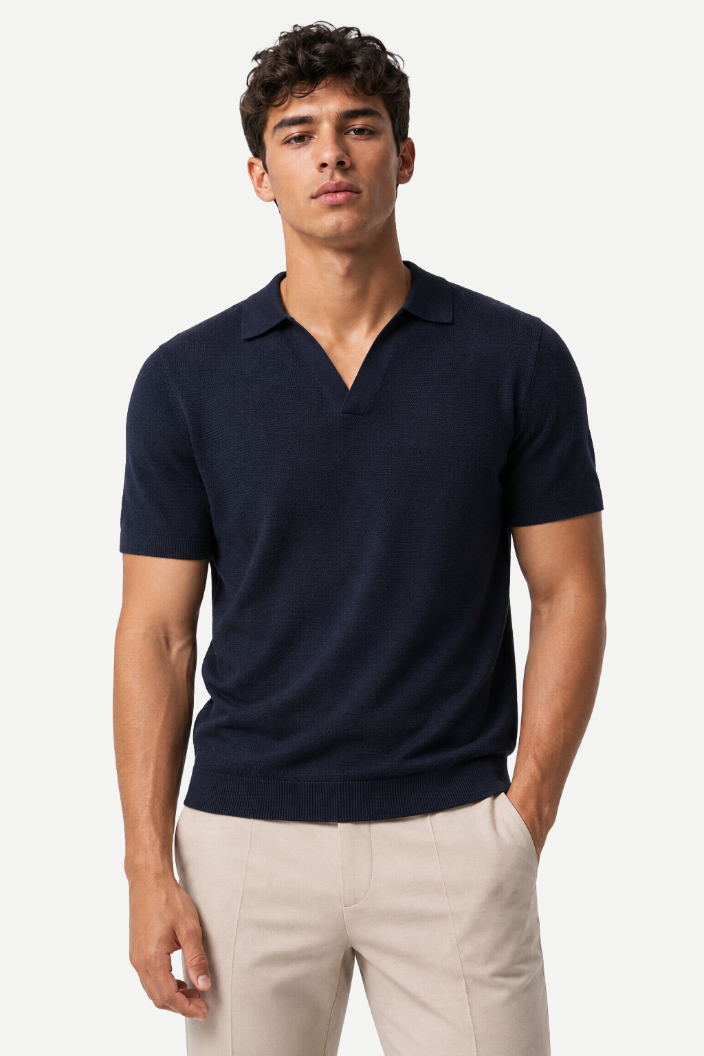 Camiseta Masculina de Tricô com Gola Johnny