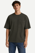 Camiseta Masculina de Algodão Loose Fit com Bolso