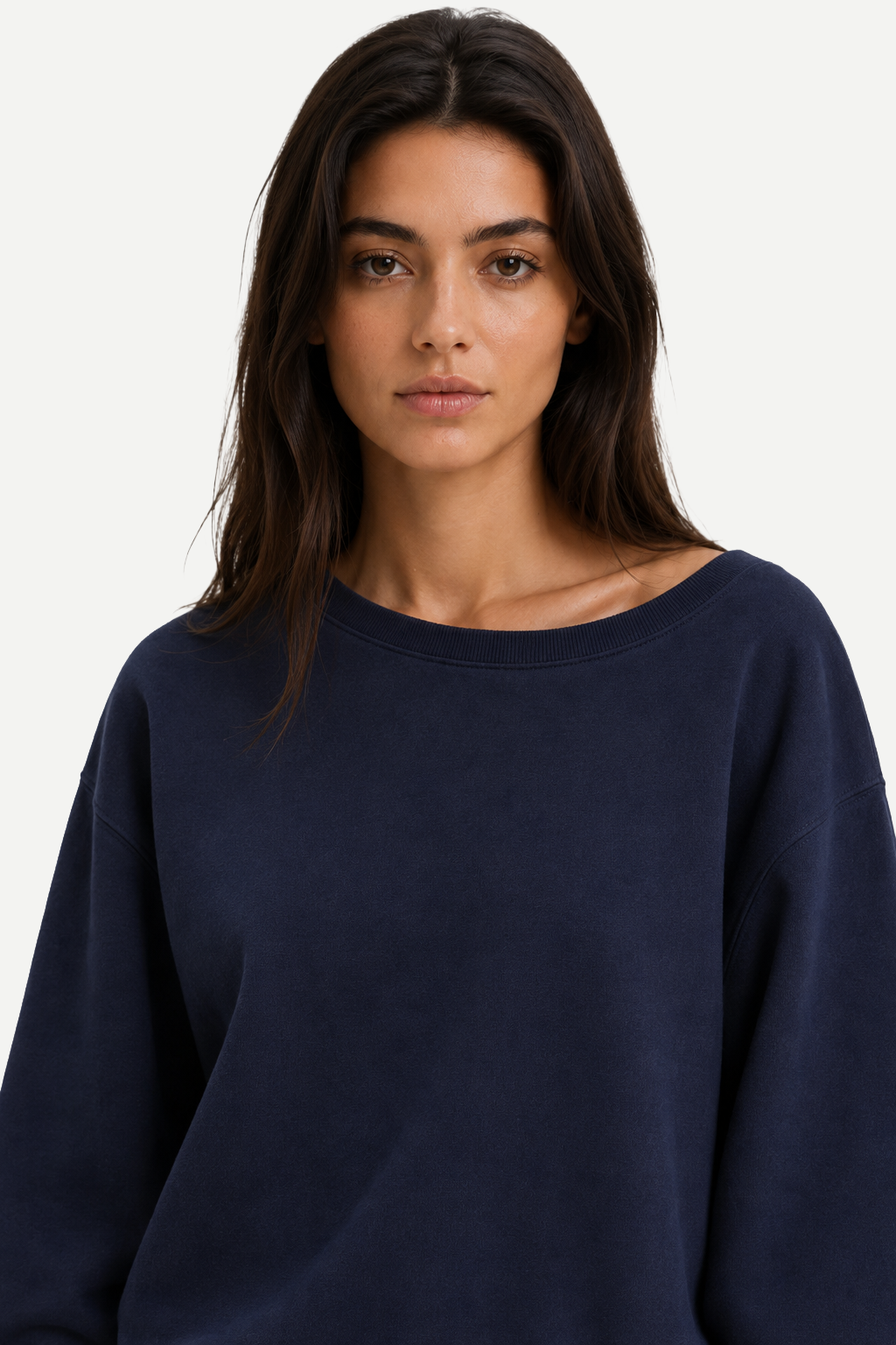 Moletom Feminino Loose Fit em Tecido Encorpado com Ombros à Mostra